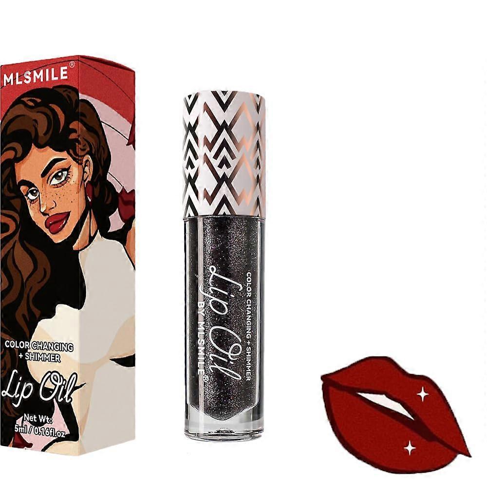 Color Changing Lip Oil with TemperatureAdaptive Gloss, Hydrating NonSticky Glitter Lip Balm 1PC