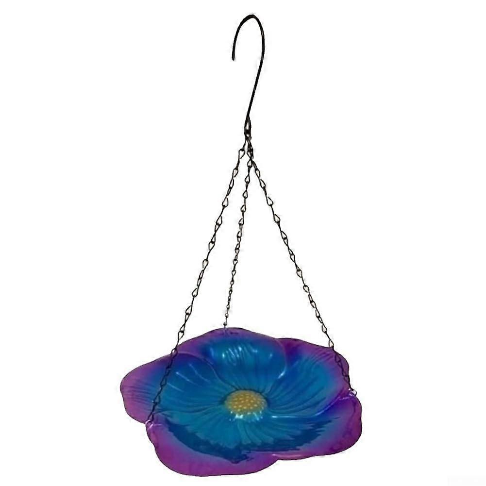 Blue RustResistant Hanging Bird Bath for Garden and Backyard Bird Attraction