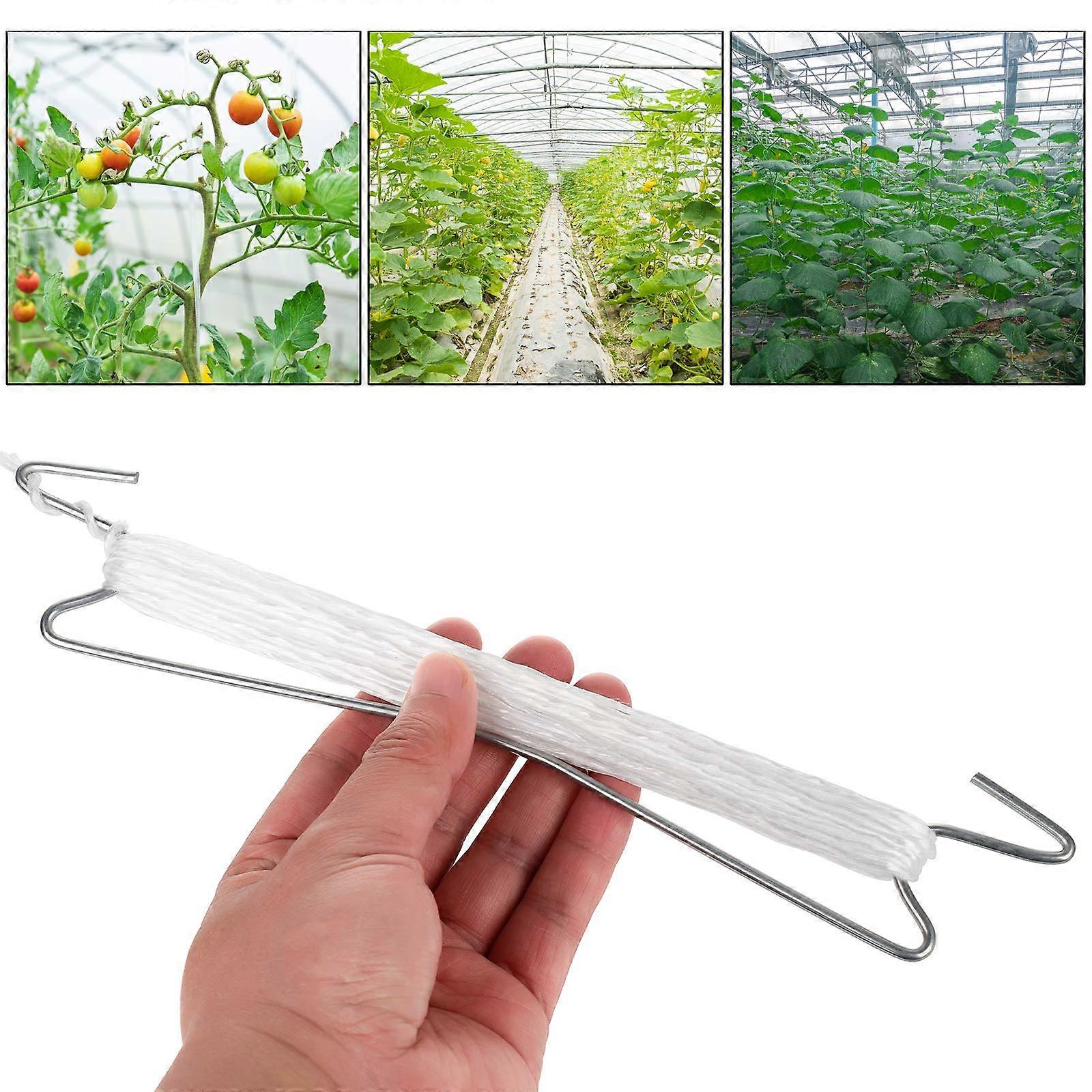 30 Tomato Plant Support Hooks with 49ft Adjustable Rope for Vertical Growth and Trellis Support