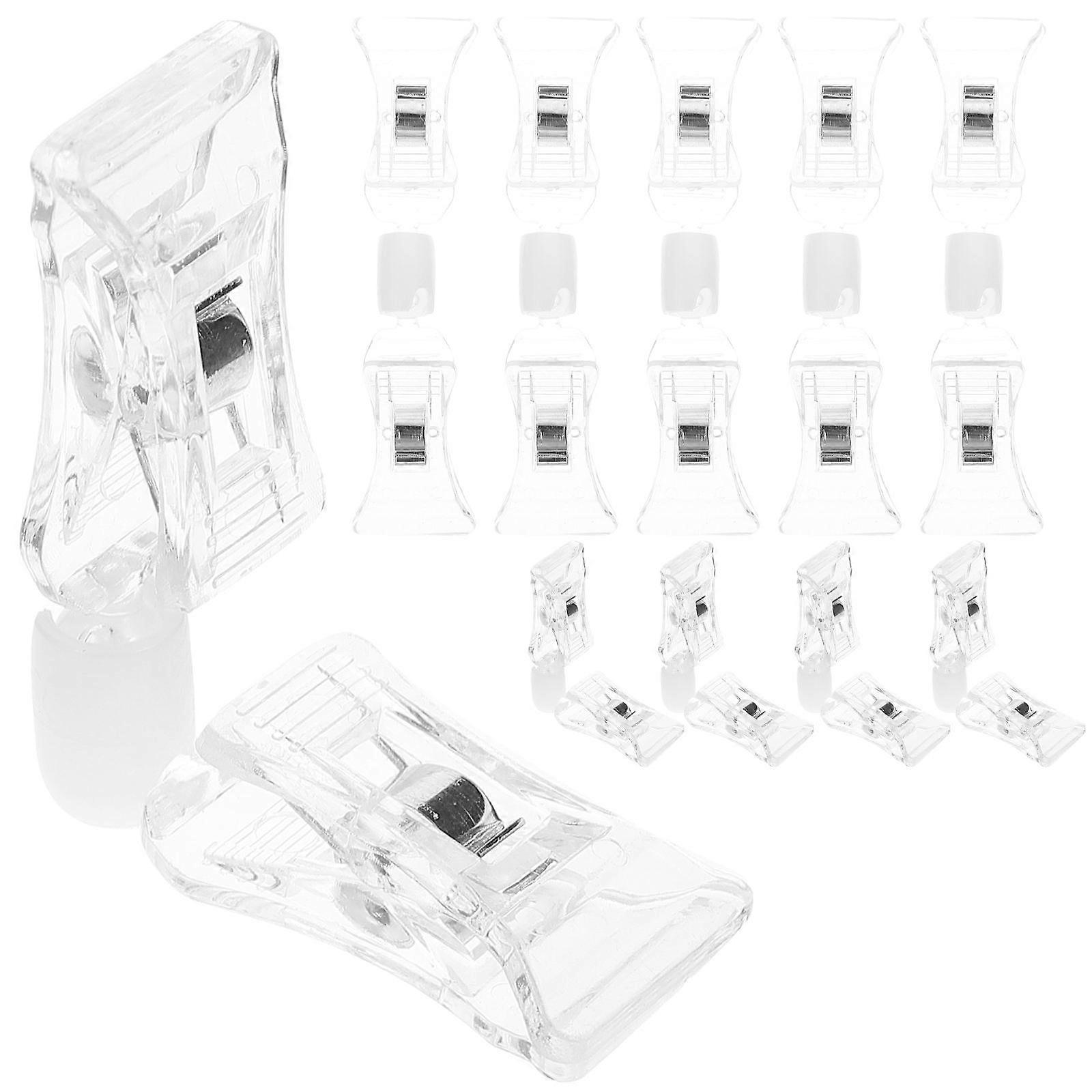White Plastic Double Sided Clip for Sign Holder 10Pcs Set