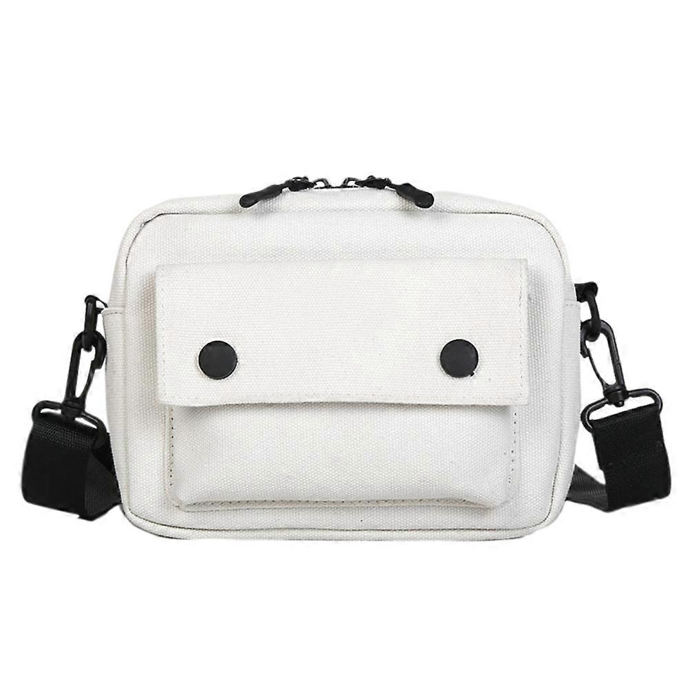 Crossbody Bag for Student Casual Canvas Bag Function White