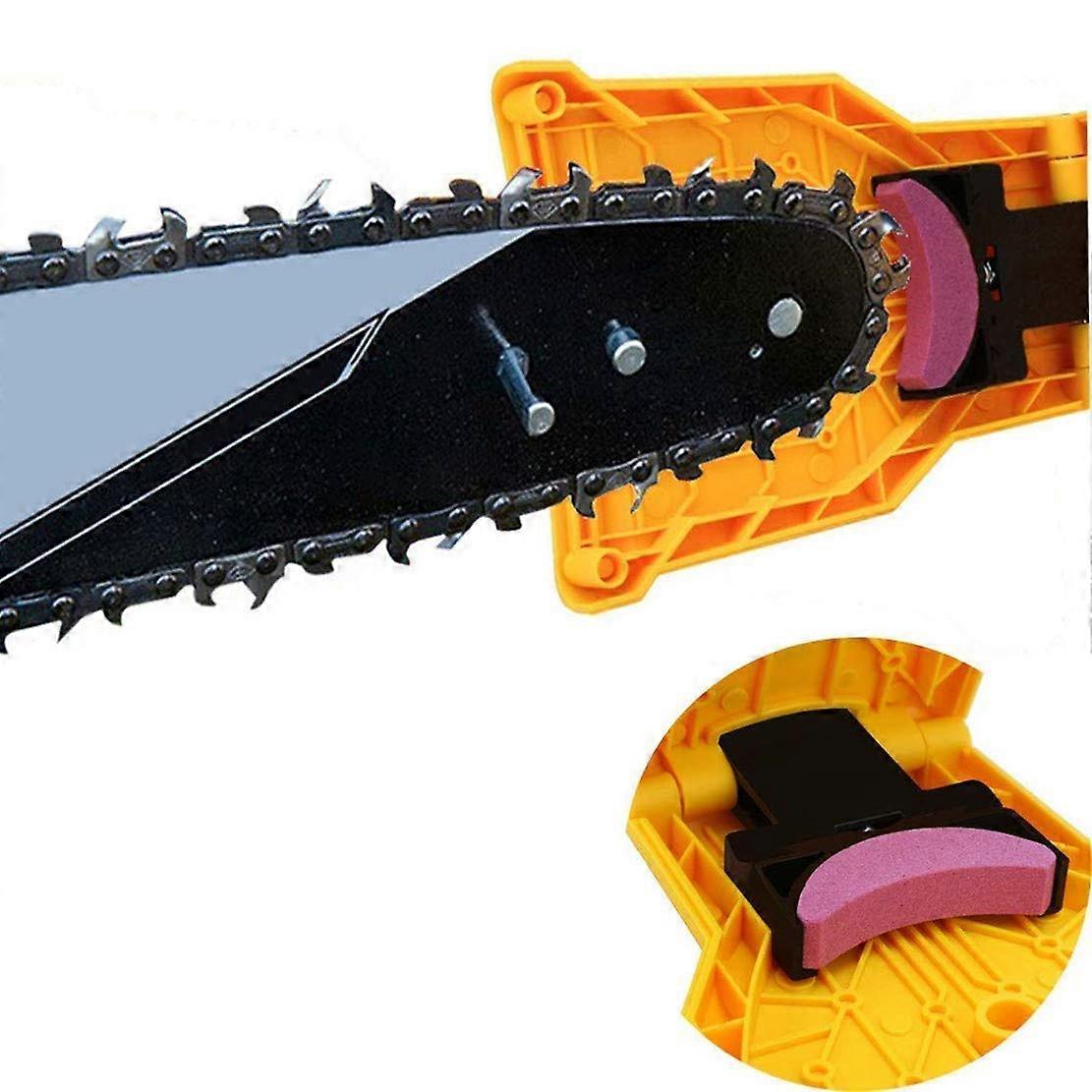 Chainsaw Sharpener with Fast Sharpening Stone Grinder, Universal 2Hole Chainsaw Blade Sharpening Tool