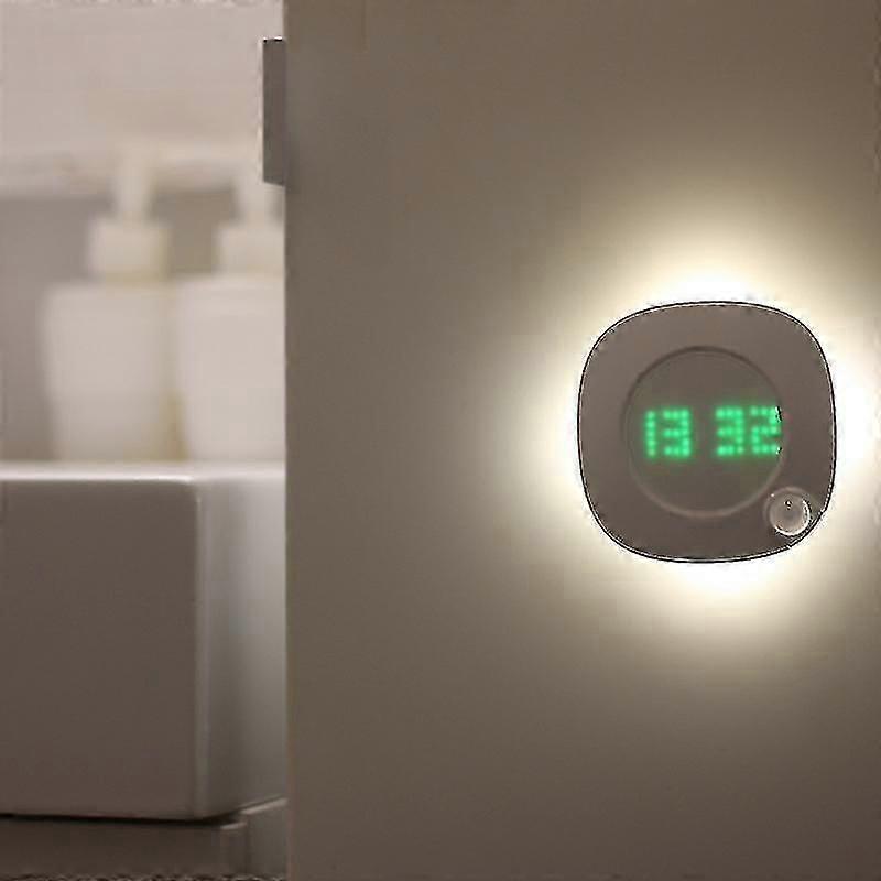 LED PIR Motion Sensor Wall Clock USB Powered Digital Display