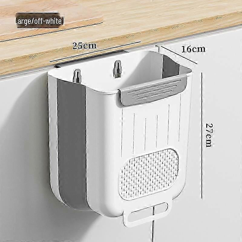 Wall Mounted Foldable Kitchen Trash Bin with Cabinet Hook, Space Saving 10L Hanging Design