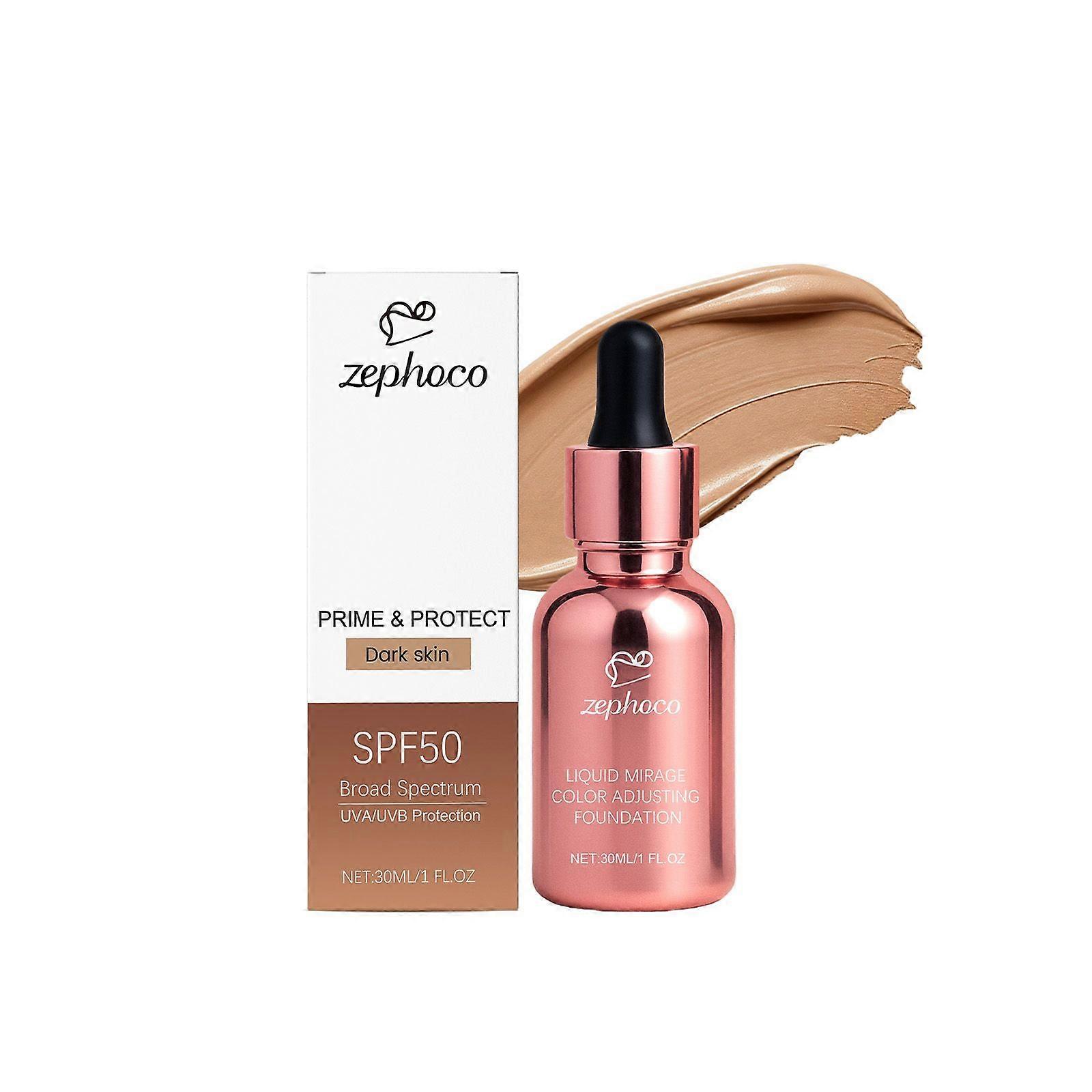 Zephoco Deep Skin Protective Color Changing Foundation Lightweight Moisturizing Natural Suit Clear Concealer Foundation