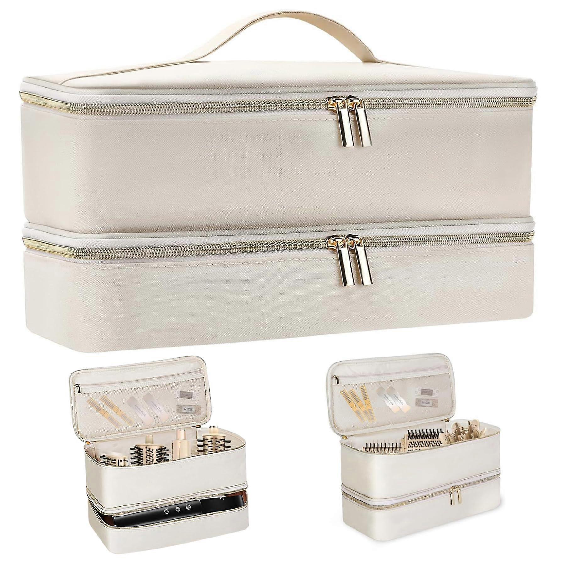 Large Capacity Nail Polish Organizer Case with Handle, Dual Layer Storage for 30 Bottles