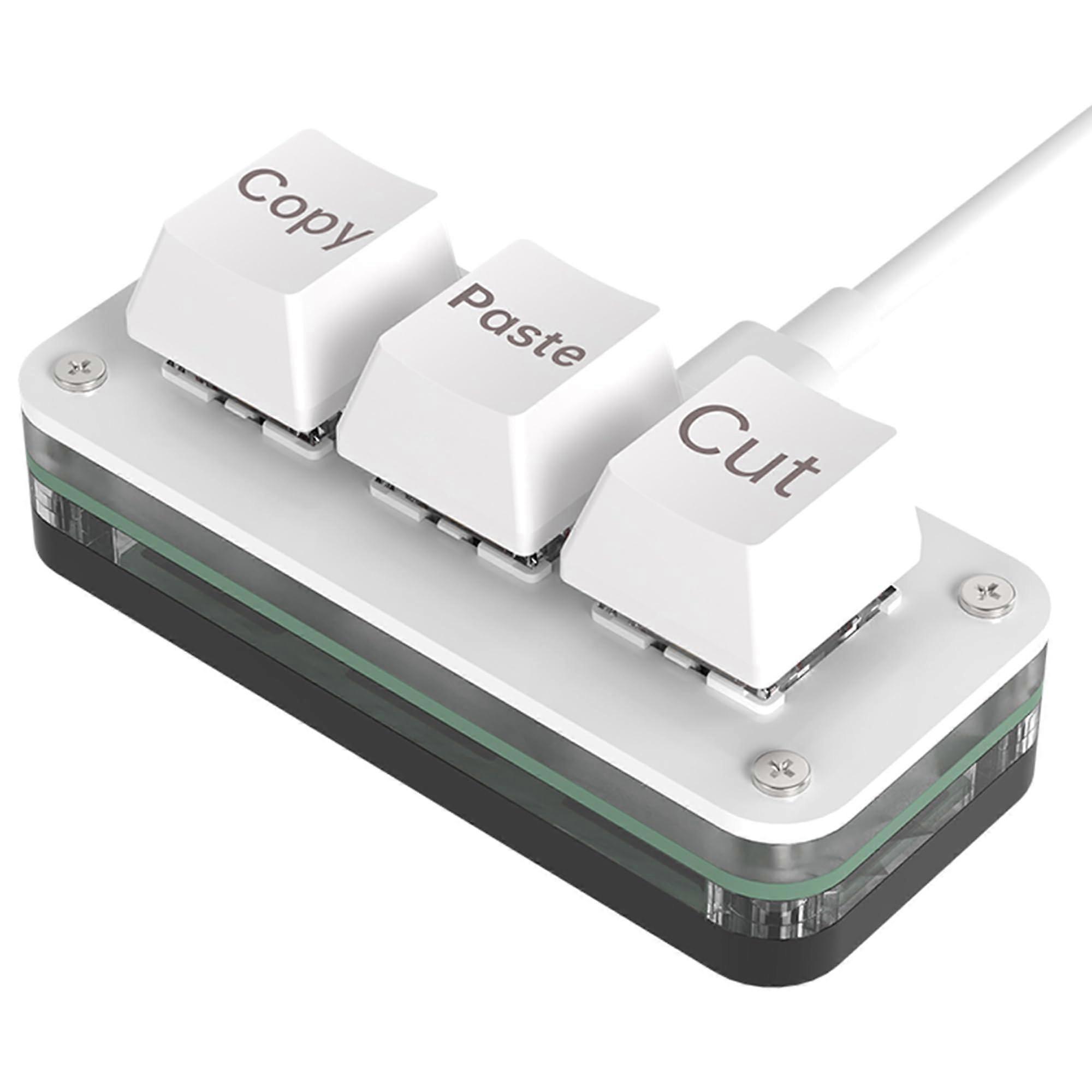 USBC Programmable Macro Keypad with HotSwap Mechanical Keys LED Backlight 3 Keys White