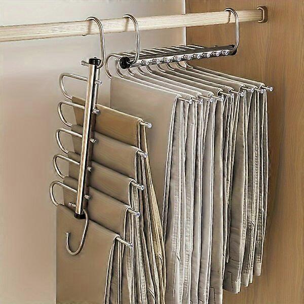 Multi-layer pants rack, space-saving, 5 layers, hanging trouser organizer