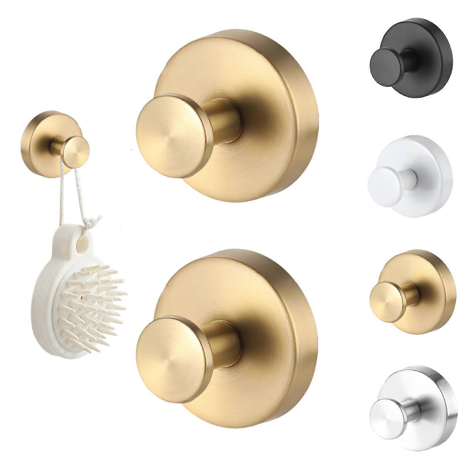Suction Cup Hooks Brushed Gold NoDrill Waterproof Rustproof Towel Hooks for Bathroom and Kitchen 2Pack