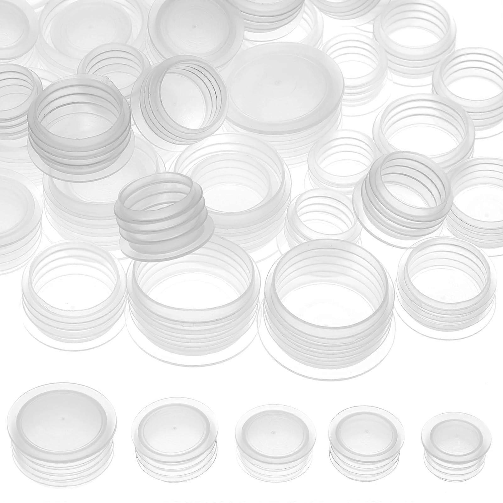 Salt and Pepper Shaker Plugs 60 Pcs Clear Plastic Replacement Stoppers 5 Sizes Leak Proof Reusable