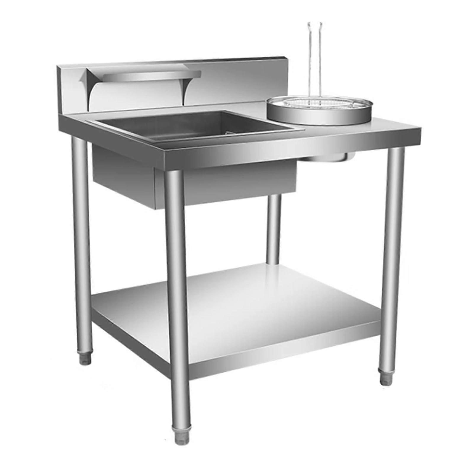 Commercial Stainless Steel Fried Chicken Breading Table with Ergonomic Height and Spacious Work Surface