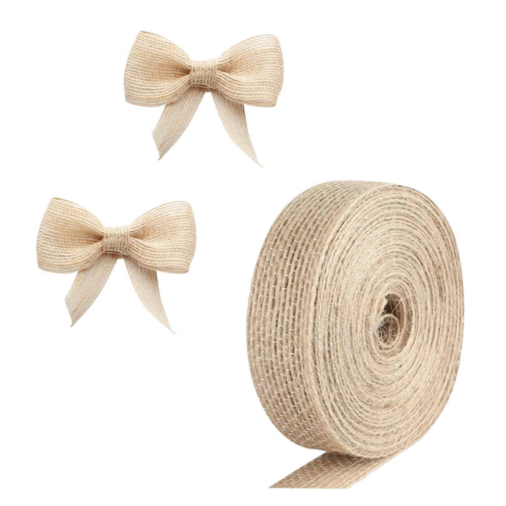 Natural Burlap Ribbon 2cm Wide Rustic Jute Roll for Wedding Decor, Crafts and Gift Wrapping