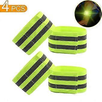 4st Cykel Säkerhet Reflekterande Band Sport Armband Armar Anklar Ben Reflekterande Smickrande Band p