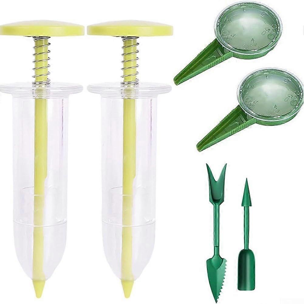 Mini Seed Planting Tool Set with Dibber and Transplanter for Precise Gardening (Green)