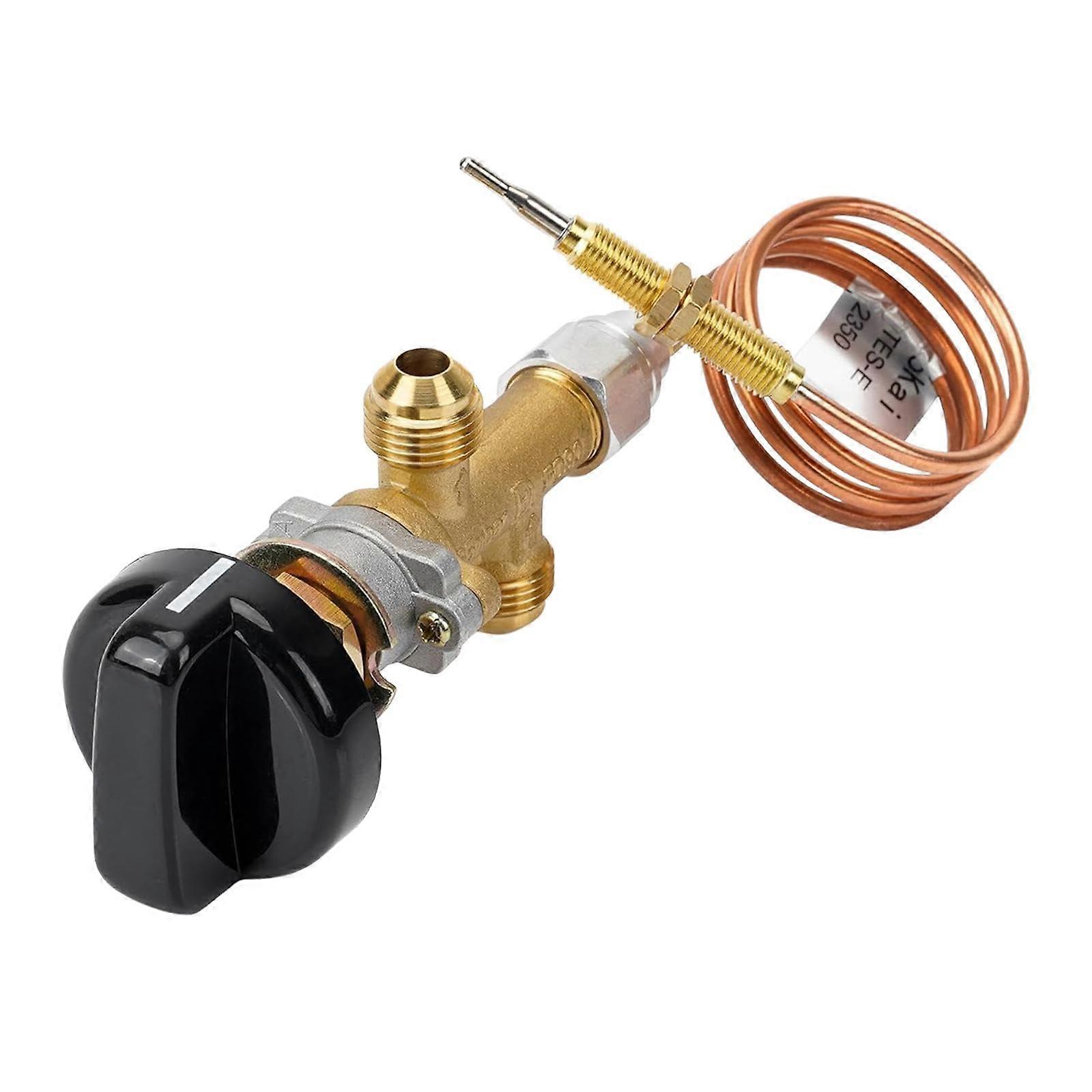 Gas Fireplace Control Valve with Knob Switch, 60cm Thermocouple, Durable Brass, Easy Install