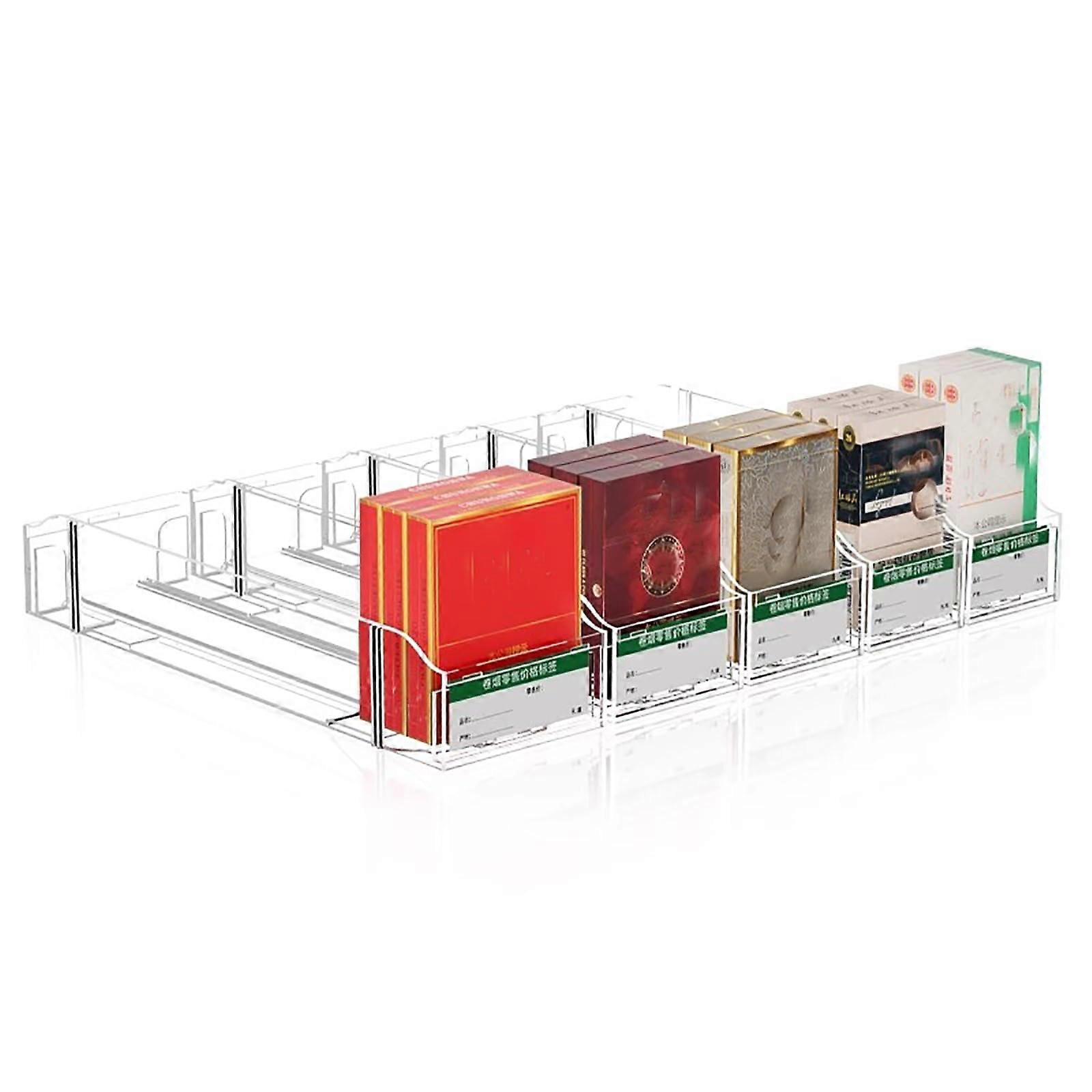 5pcs Clear Acrylic Cigarette Display Rack with Automatic Dual Pushers for Retail Counter Store