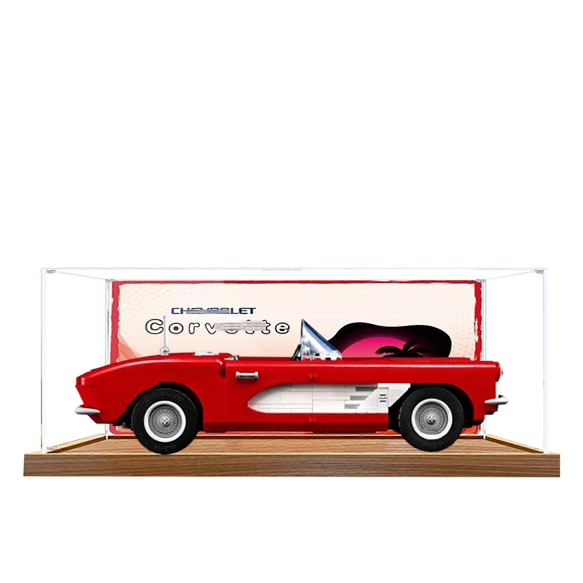 Display Case Clear Dustproof Acrylic Box with Wooden Base for  10321 Car Model