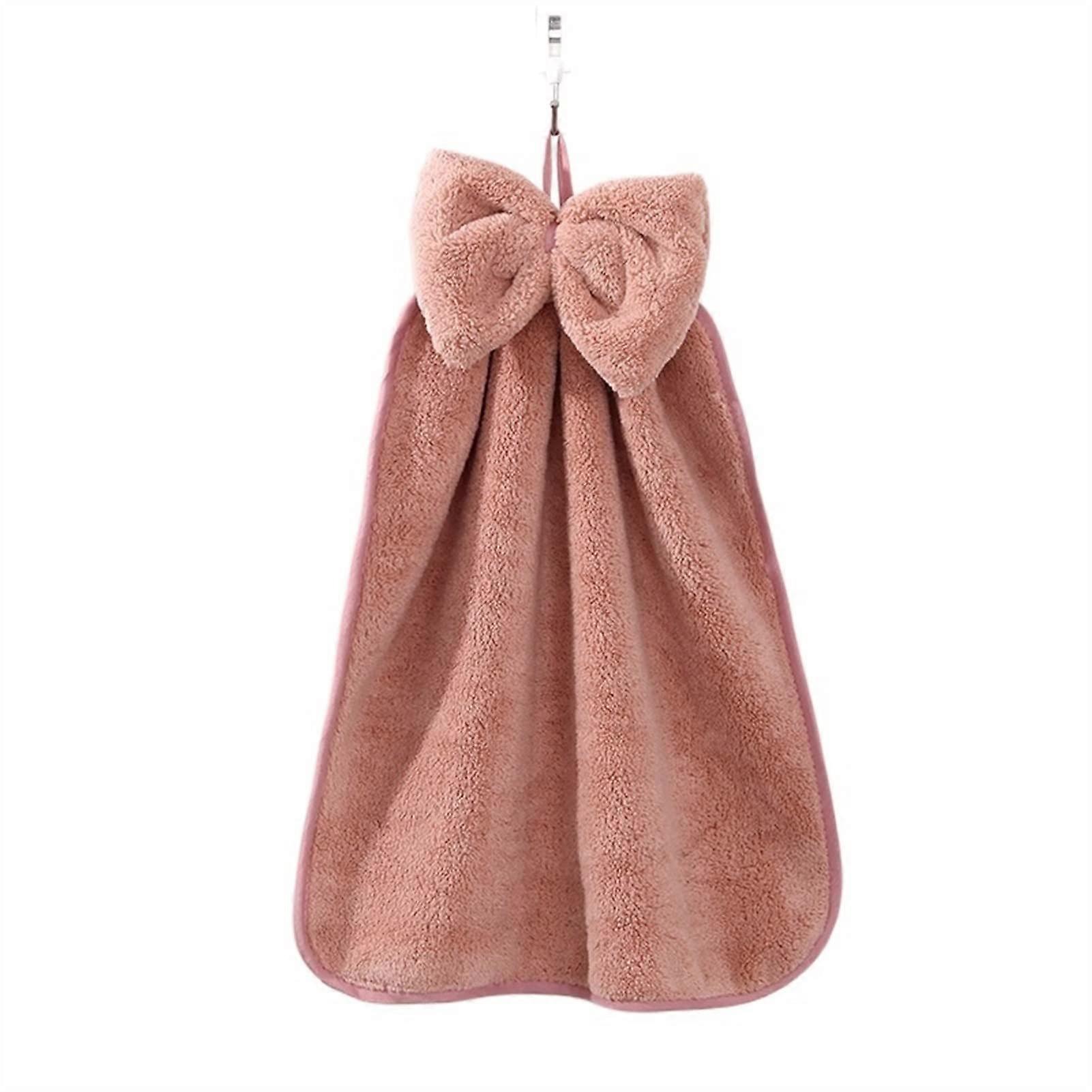 Pink Hanging Hand Towels for Kitchen with Bow Design, Soft Touch and Quick Drying