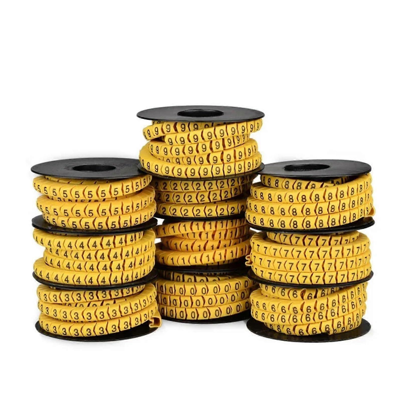 EC2 PVC Cable Markers 09 Yellow Black for Clear Wire Identification and Electrical Cord Labeling