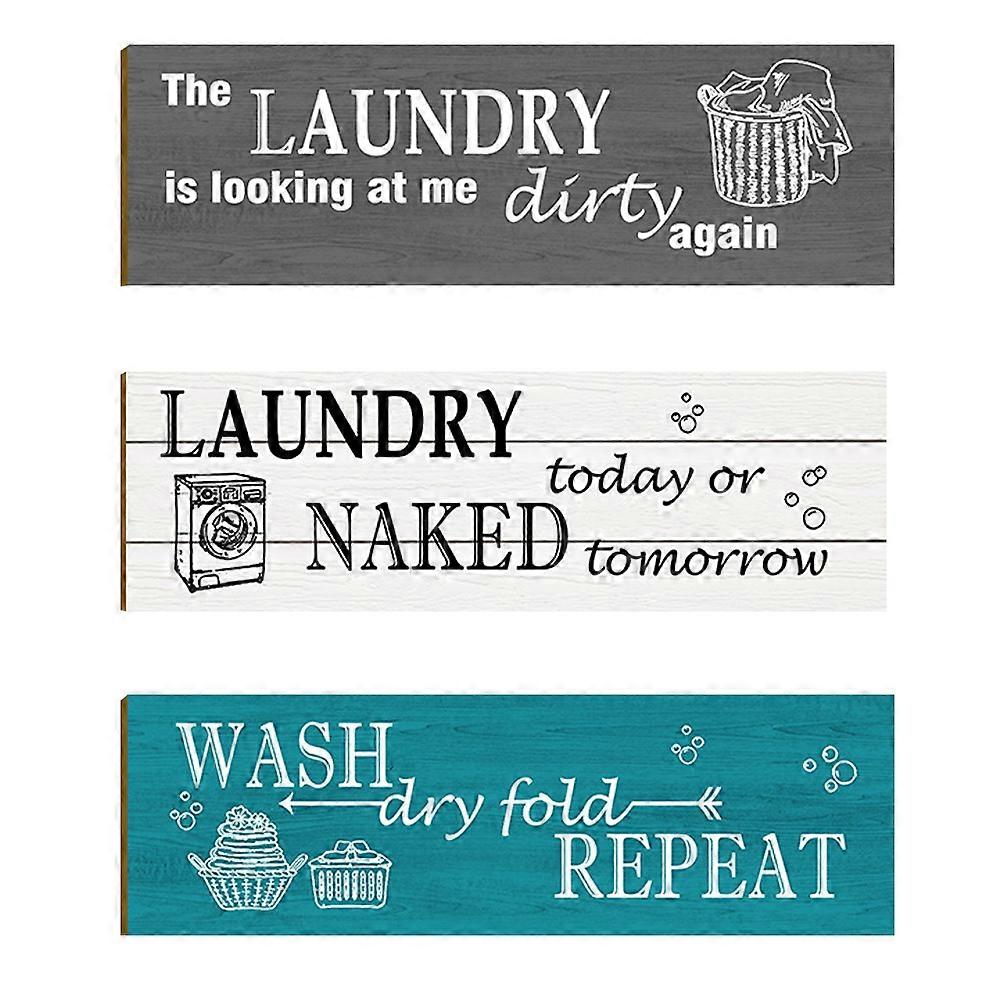 Wall Hanging Board Laundry Room Decoration 30x10cm 3Set