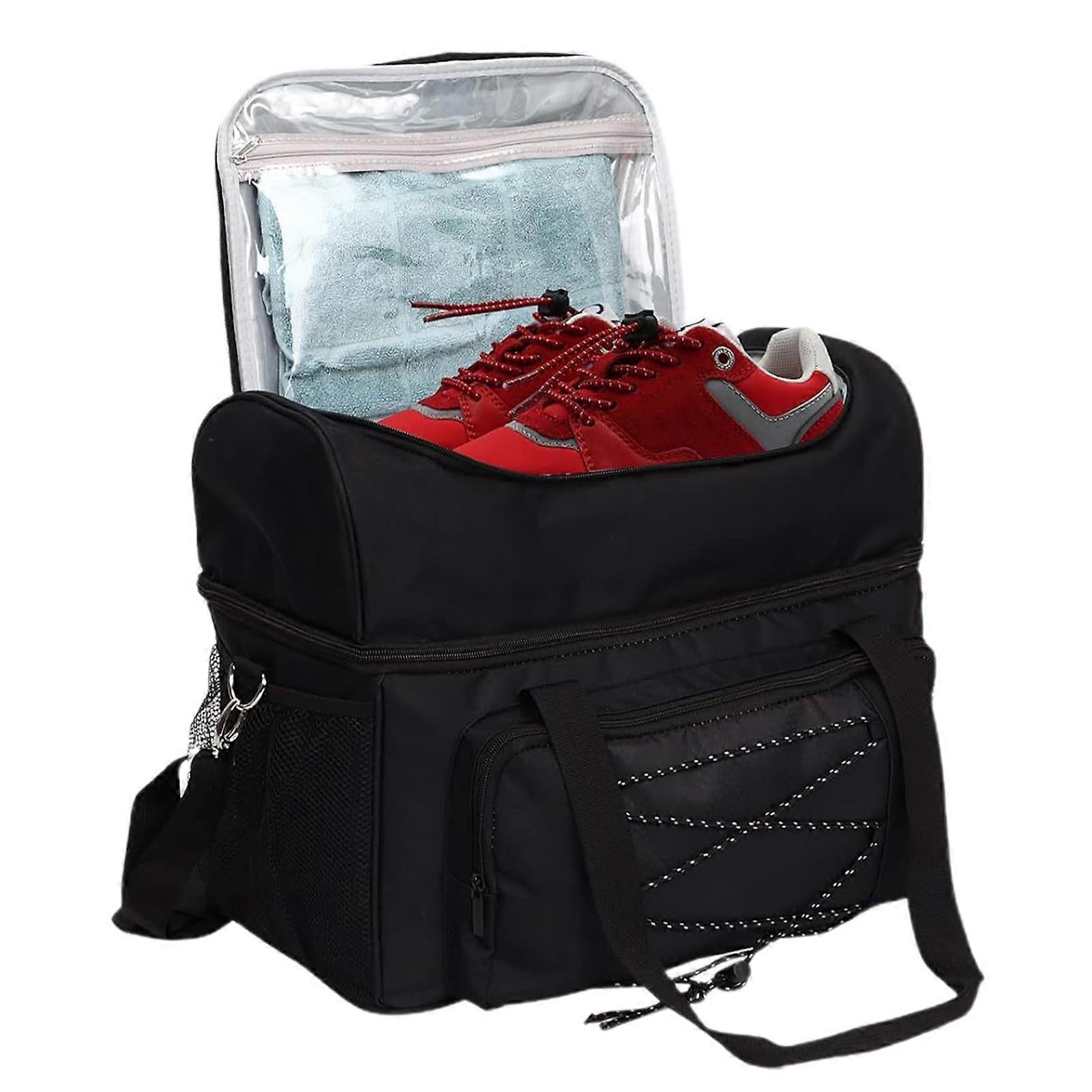 Bowling Ball Bag for 2 Balls with Large Shoe Compartment, Padded Strap and Side Pockets