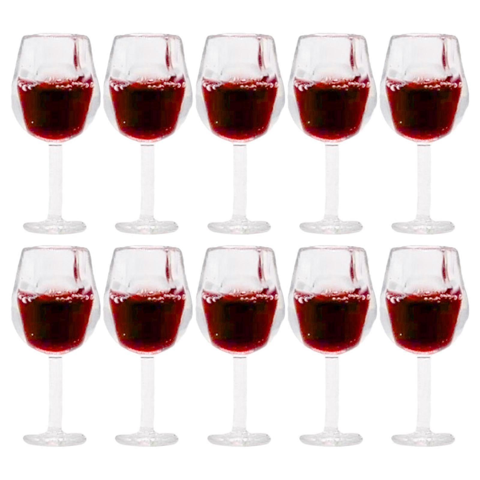 Miniature Wine Glasses for Playing 10Pcs Dark Red Resin Micro Goblets