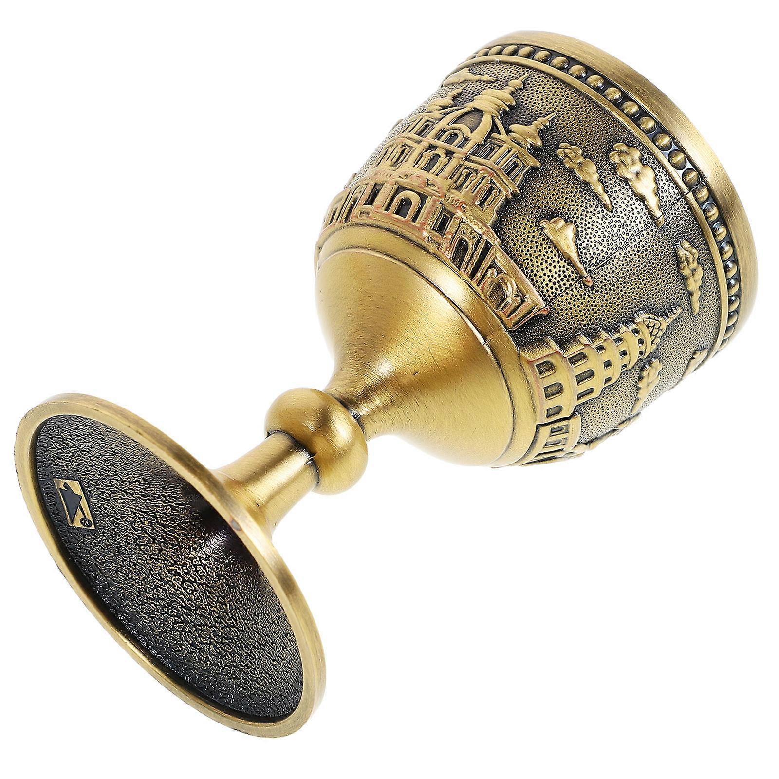 Bronze Wine Cup for Household Use Metal Embossed Mini Goblet Cup
