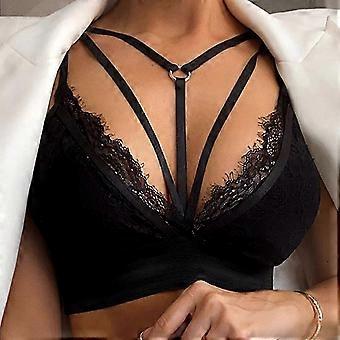 Bralette met vetersluiting voor dames, push-up lingerie met bandjes en borstbandje, sexy ondergoed