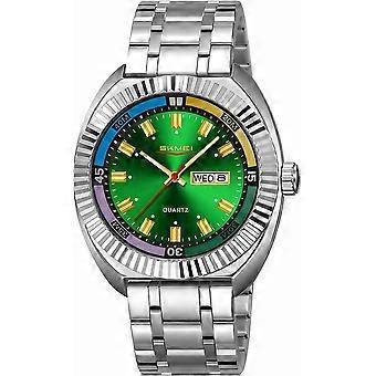 Relógio masculino de quartzo em aço inoxidável, estilo casual e elegante, com visor de data, mostrador grande, luminoso e à prova d'água.