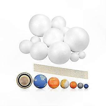 Kit fai-da-te per costruire un sistema solare con 14 sfere di polistirolo, ideale per progetti scolastici e lavoretti creativi.