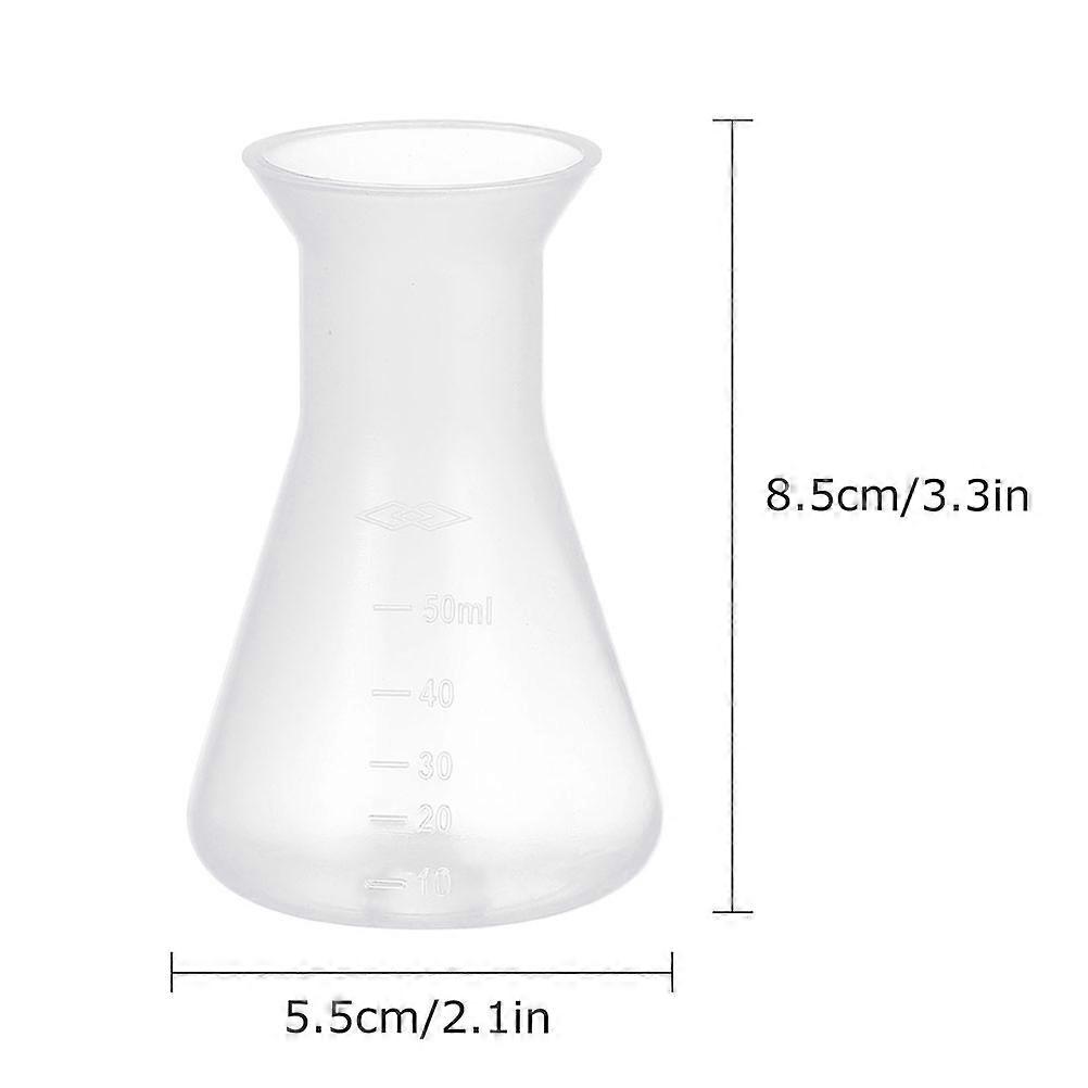6Pcs 50Ml Plastic Conical Flask for Laboratory Experiment Use
