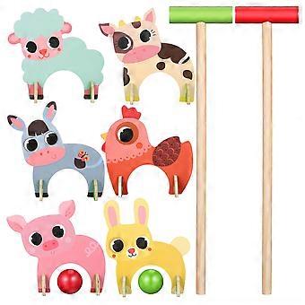 1 Satz hölzerne Tiere Krocket-Set Kinder Baseball Sportspiele Lernspielzeug