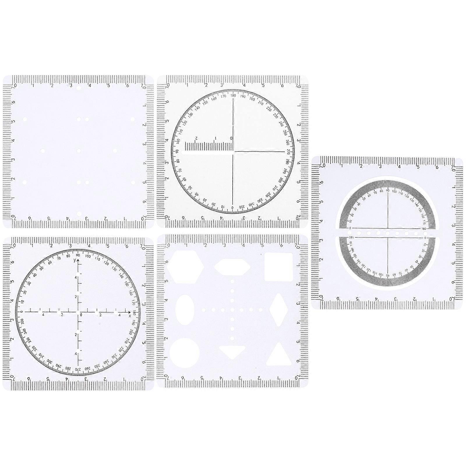 Multifunctional Math Functions Ruler for School Use 1Set Transparent PVC Drawing Tool