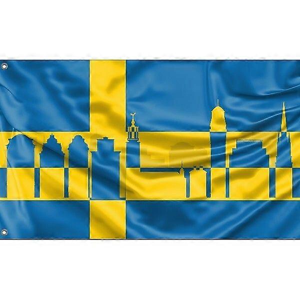 Flagget til Stockholms skyline A2074