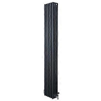 Traditional 4 Column Radiator 1800mm x 290mm & TRV Chrome Valves Central Heating Heater Anthracite