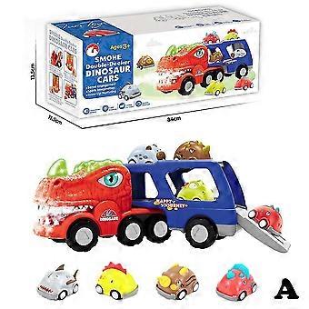 Electric Spray Dinosaur Double-Decker Transporter Toy Set with Lights, Sound & Water Mist