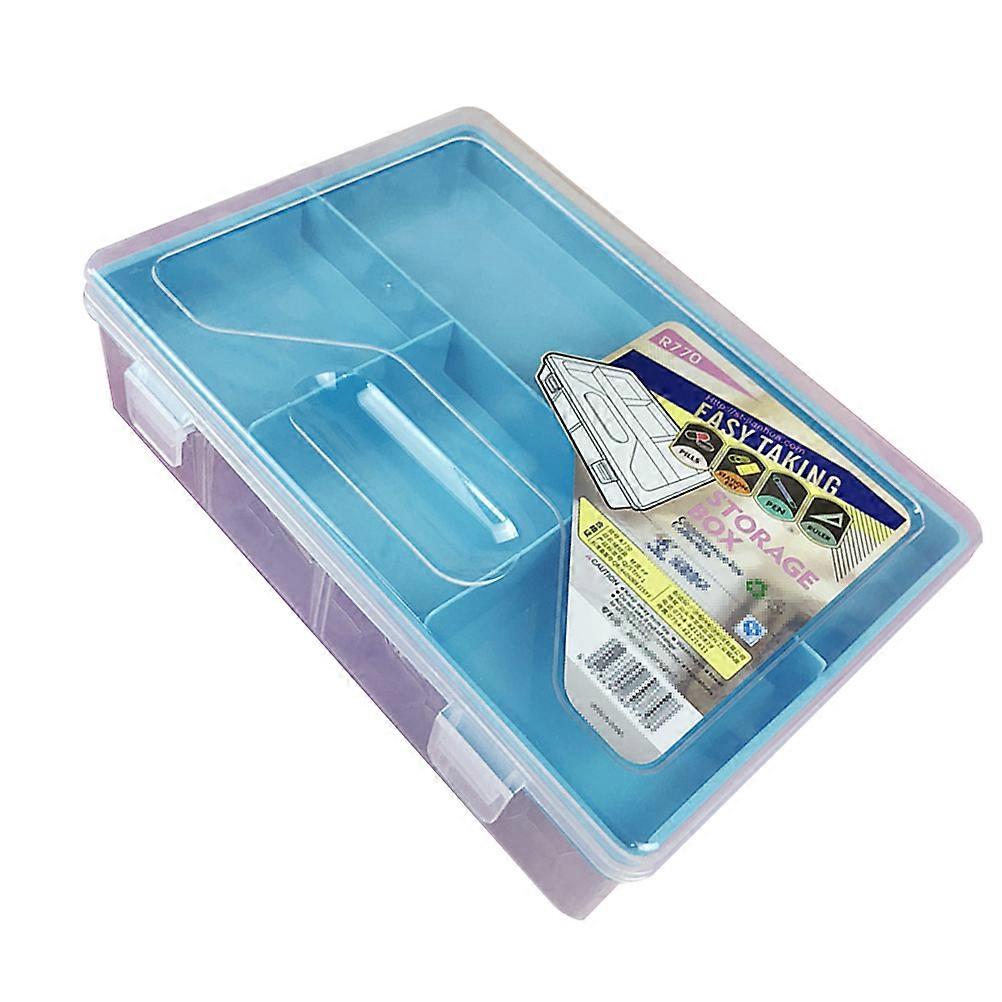 Storage Box Pen Multifunctional Double-Deck Case for Storage Use Blue
