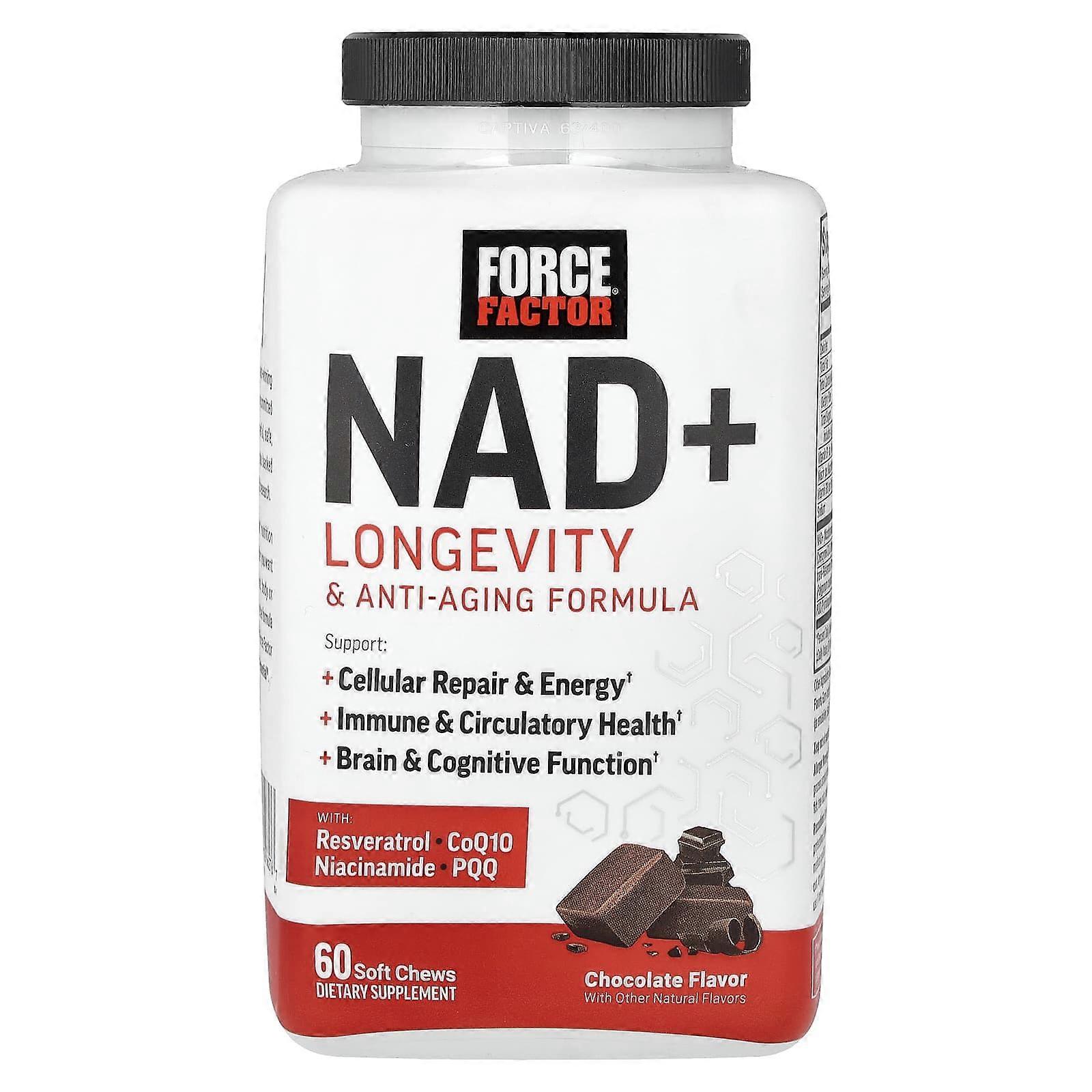 Force Factor, NAD + Longevity & Anti-Aging Formula, Chocolate, 60 Soft Chews