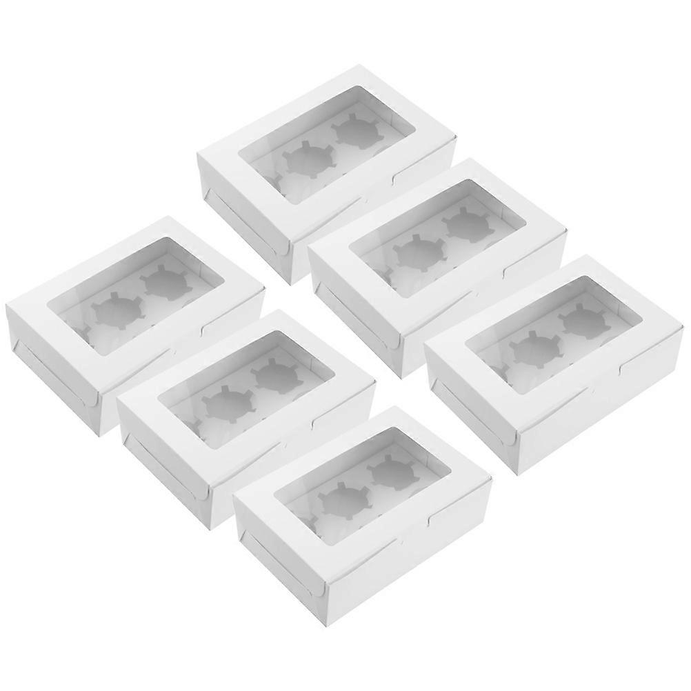 6Pcs Cupcake Boxes Clear Window Bakery Box with 6 Hole Inserts Cake Packaging Boxes