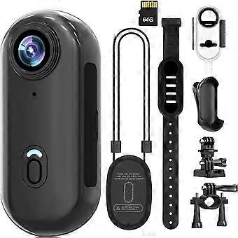 4K-WLAN-POV-Action-Bodycam mit 64 GB Speicher, daumengroße Mini-Bodycam, wasserdicht, magnetisch, tragbar, freihändig, für Sport und Action, Snapcam-Halterung.
