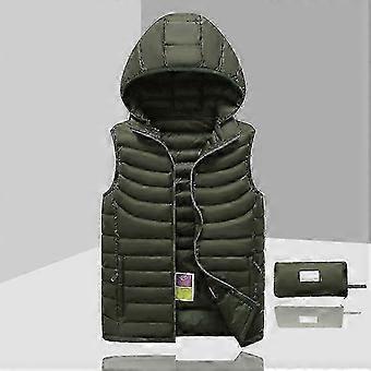 Chaqueta de plumas sin mangas para hombres sin manga desmontable con capucha de invierno luz de color sólido