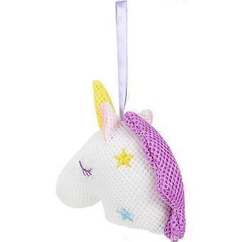 Unicorn Shower Mesh Sponge White Bath Ball with Hanging Rope Gentle Exfoliating Body Scrubber for Deep Cleansing and Rich Soft Texture for Family and 