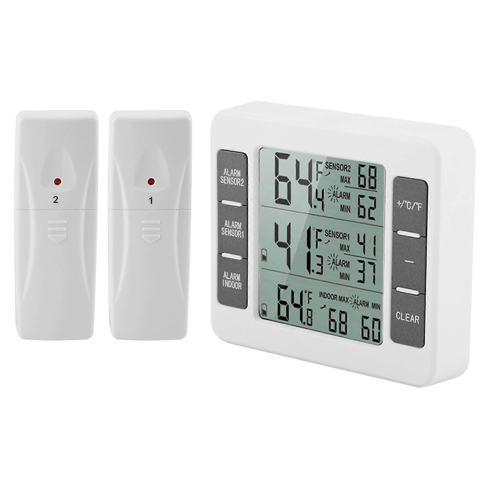 Therometer Wireless Digital Audible Alarm Refrigerator Thermometer with Sensor Min/Maximum Display