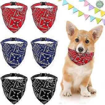 6pcs Dog Bandana Collar, Adjustable Headscarf Strap, Triangle Bibs For Small Puppies Cats, Size S