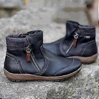 Frauen PU Warme Stiefel Doppelseitiger Reißverschluss Schnee Winter Outdoor Wanderschuhe Mode Freizeitschuhe