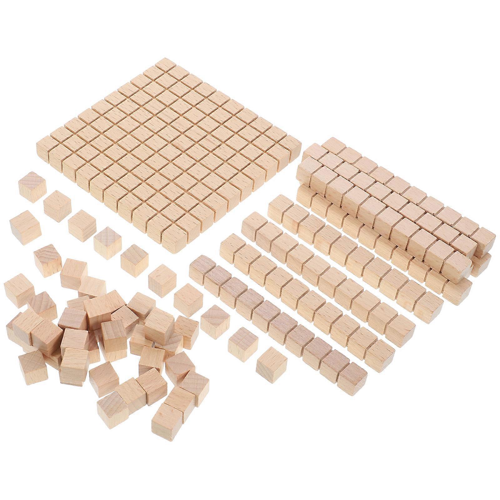 61pcs Learning Math Blocks Math Cubes Wood Math Cubes Math Manipulatives Math Count Block