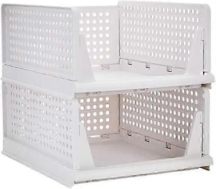 2 Pack Stackable Clothes Storage Basket Organizer Sliding Wardrobe Drawer Shelf DIY Divider Separator