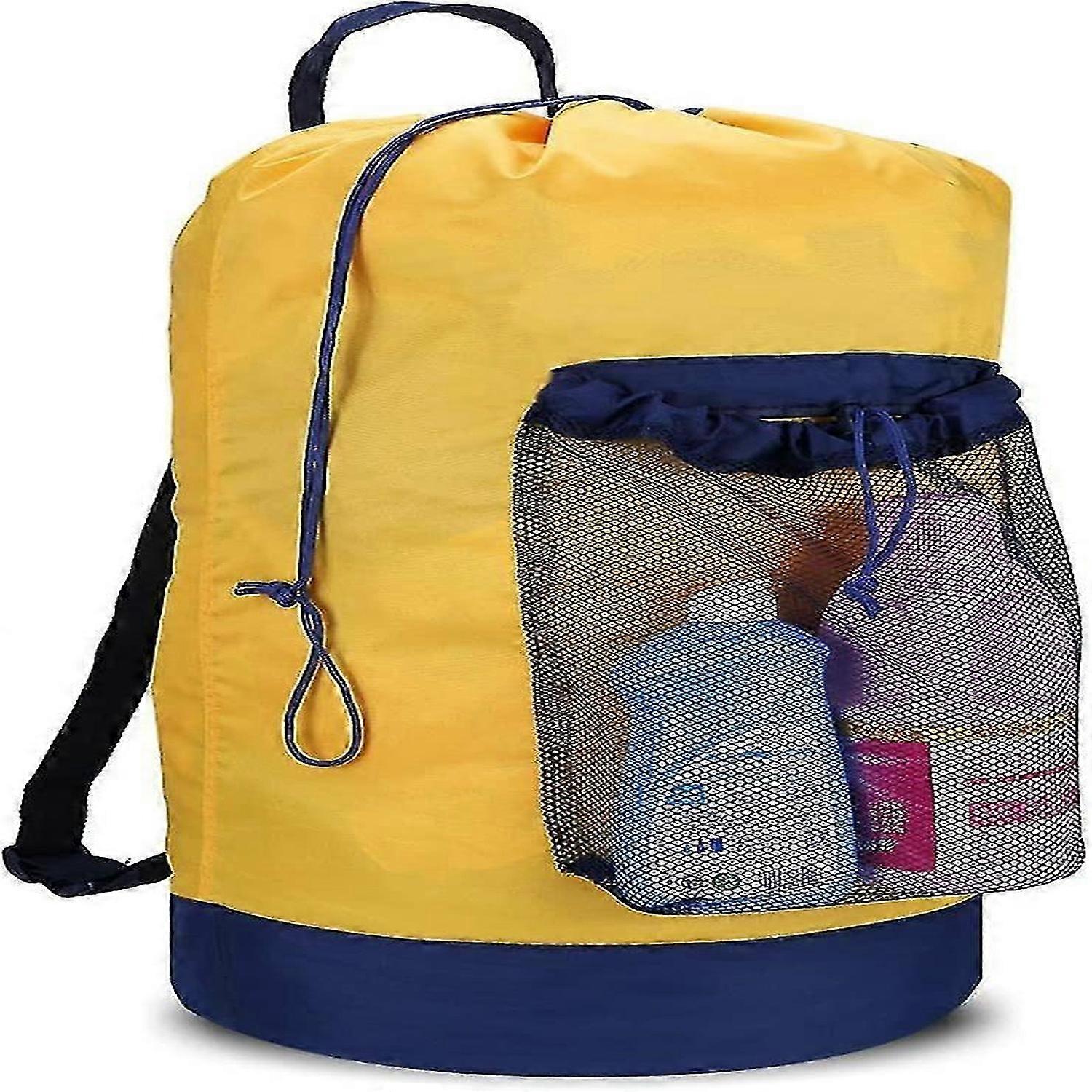 Backpack laundry bag, laundry nylon backpack with shoulder strap and mesh pocket