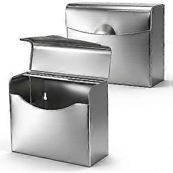 2 Pack Sanitary Napkin Disposal Receptacle, Stainless Steel Flip Top Receptacle Bin Waste Holder,Wall Mounted Trash