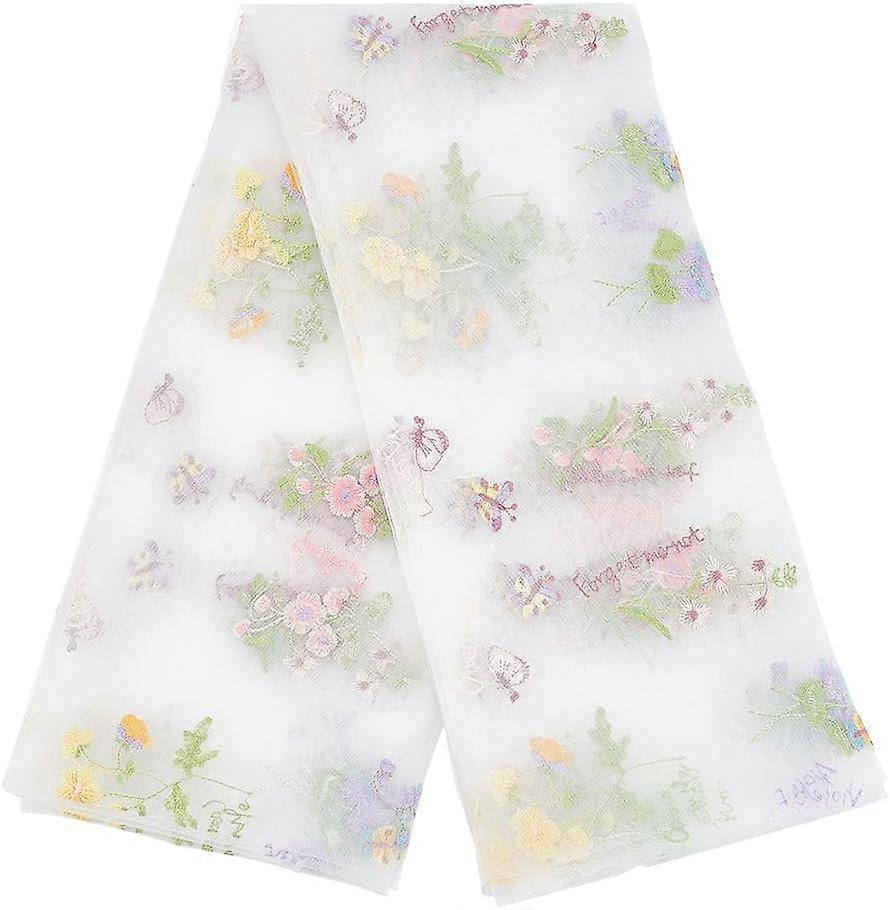 Polyester Fabric for DIY Crafts Rectangle with Flower Pattern White 1300x0.1mm 2 yards/pc